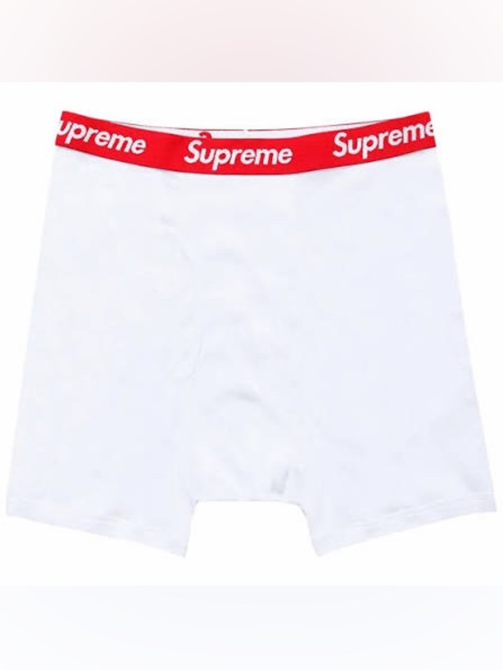 Supreme White Boxer Brief with Red Logo Waistband